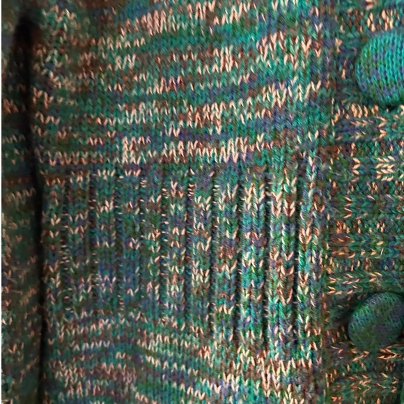 Tiara green knit fitted cardigan button down hooded sweater size Xl - Picture 3 of 11